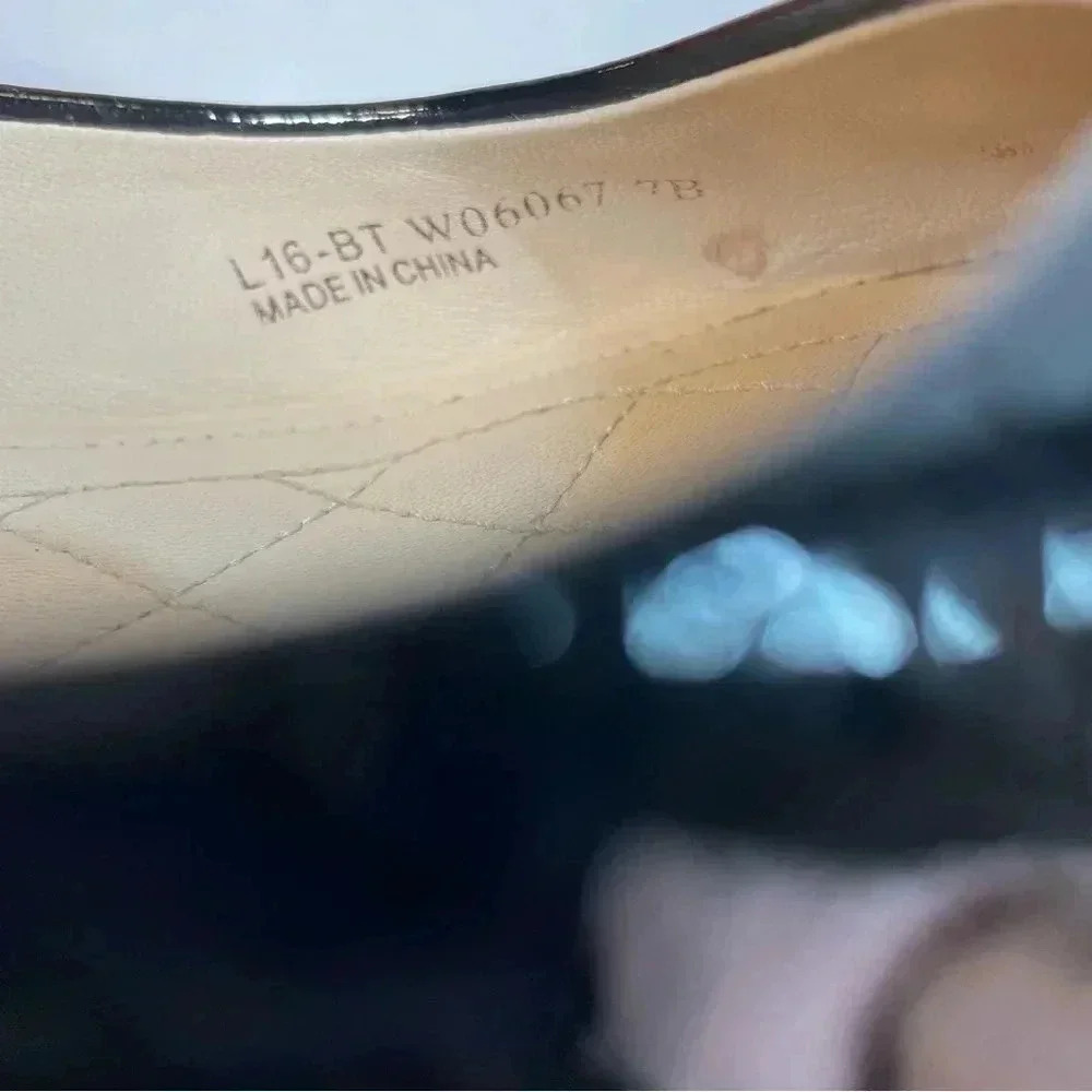 Cole Haan Tali Luxe Stacked Wedge Black Patent Leather Slip On Shoes Womens 7B - Picture 9 of 9